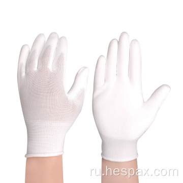 Hespax White Pu Palm Palm Palm Rand Gloves